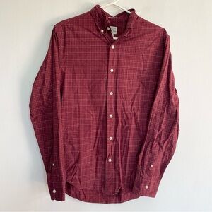 J. Crew Slim Untucked Red Button Down Long Sleeve Shirt Red White Collared S